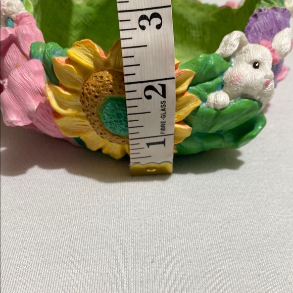 Vintage Resin Ceramic Easter Bunny Baskets Colorful Flowers Sunflowers - Picture 7 of 9